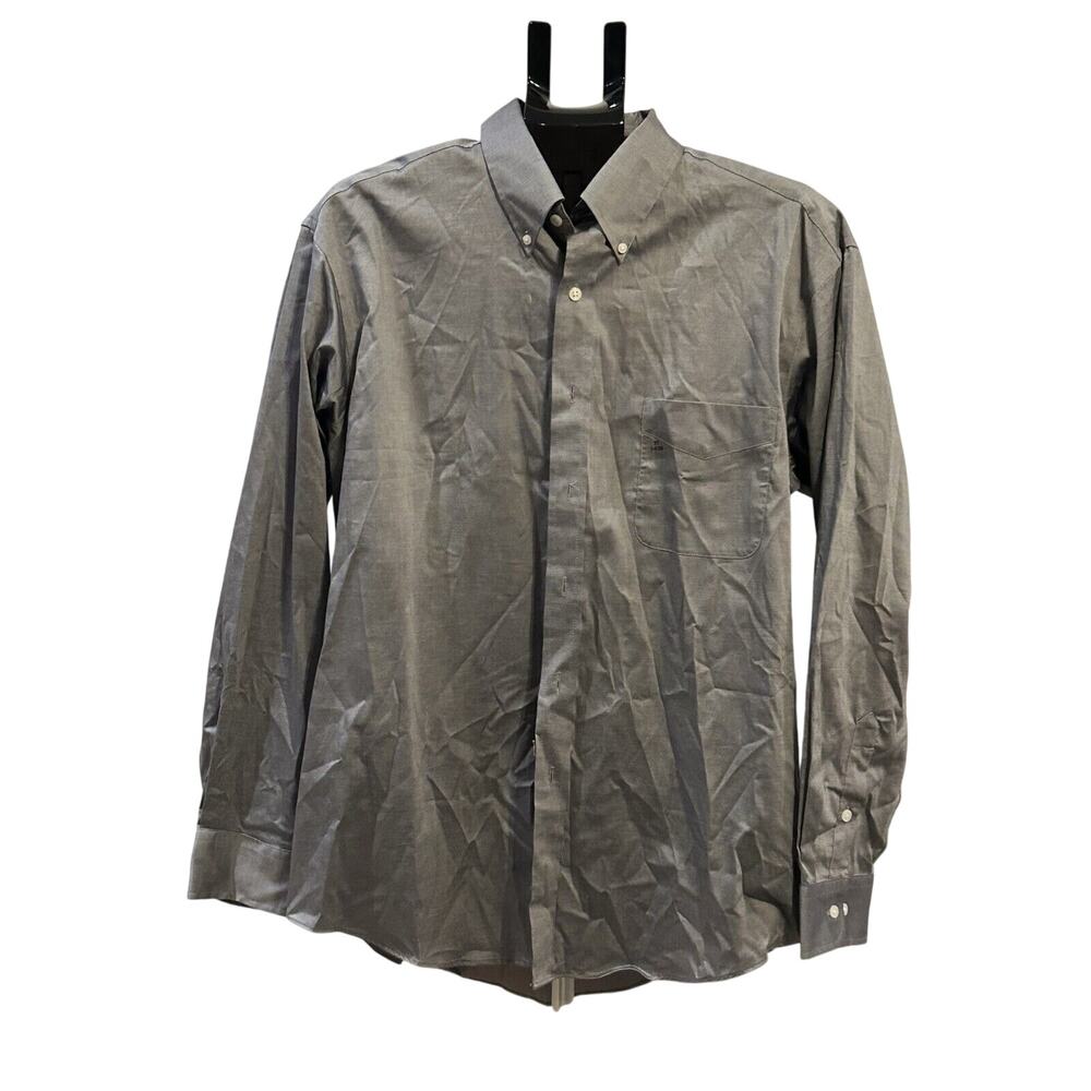 NWT Club Room Regular Fit Performance Gray Button-Up Shirt Men's size 17/ 34-35